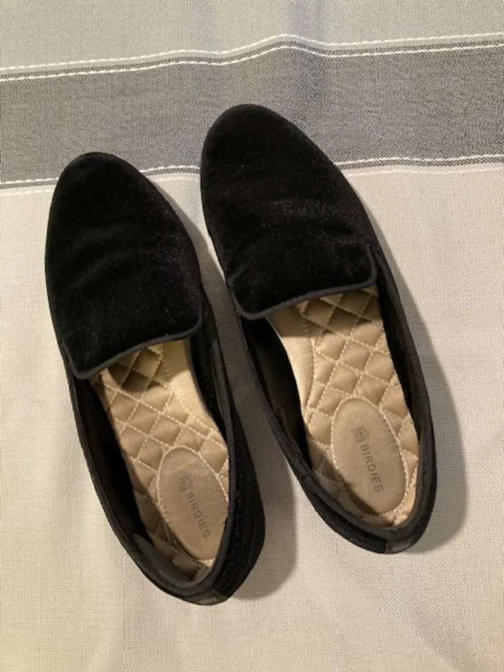 Birdies Starling Flats Black Velvet 7.5 Cozy Classic Glam Luxury Slip On